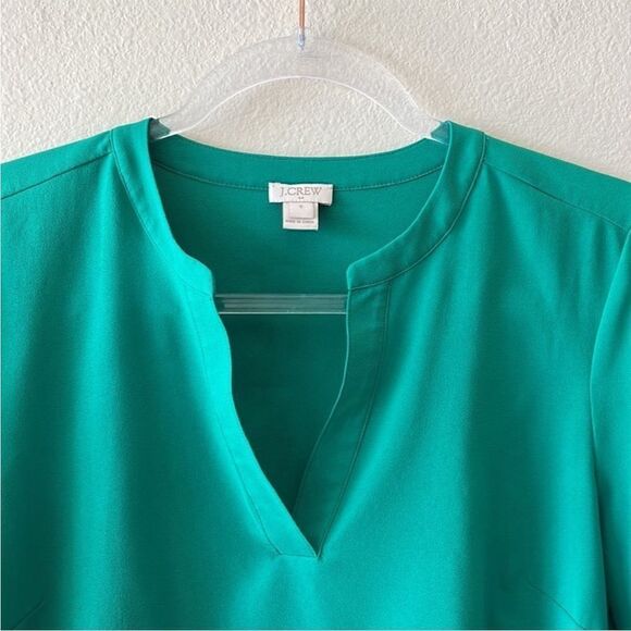 J Crew Green Bell Sleeve Top - Picture 2 of 8